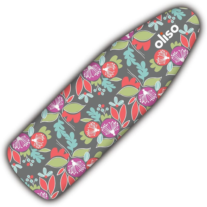 Oliso Ironing Board Cover – 100% Cotton with Professional Felt Pad, Fits Standard 54" x 15" Boards – Secure Fit with Wide Elastic Edge & Adjustable Straps – Floral - Image 1
